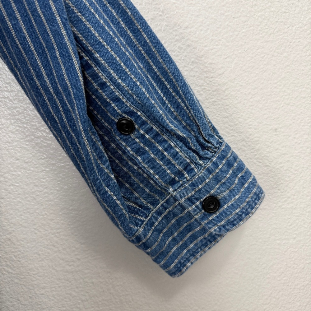 Polo Ralph Lauren Shirt Mens XL Indigo Blue Denim Striped Classic Fit Button Up - Picture 9 of 10